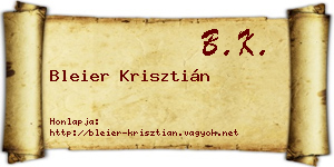 Bleier Krisztián névjegykártya